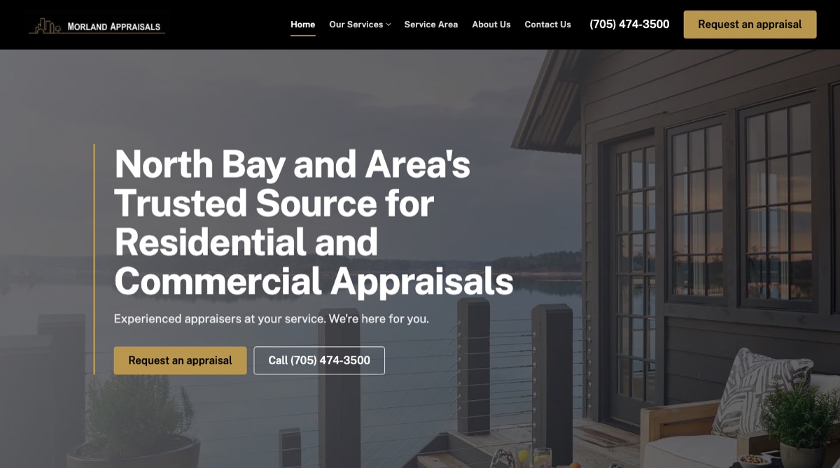 Morland Appraisals home page rebuilt on Astro, with a black-and-gold design